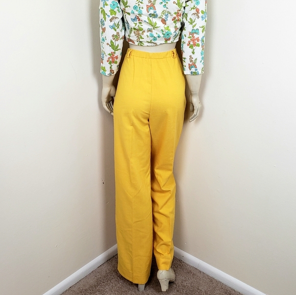 Vintage 60s Linen Highwaisted Trousers Pleated - size 30" waist - Picture 6 of 7